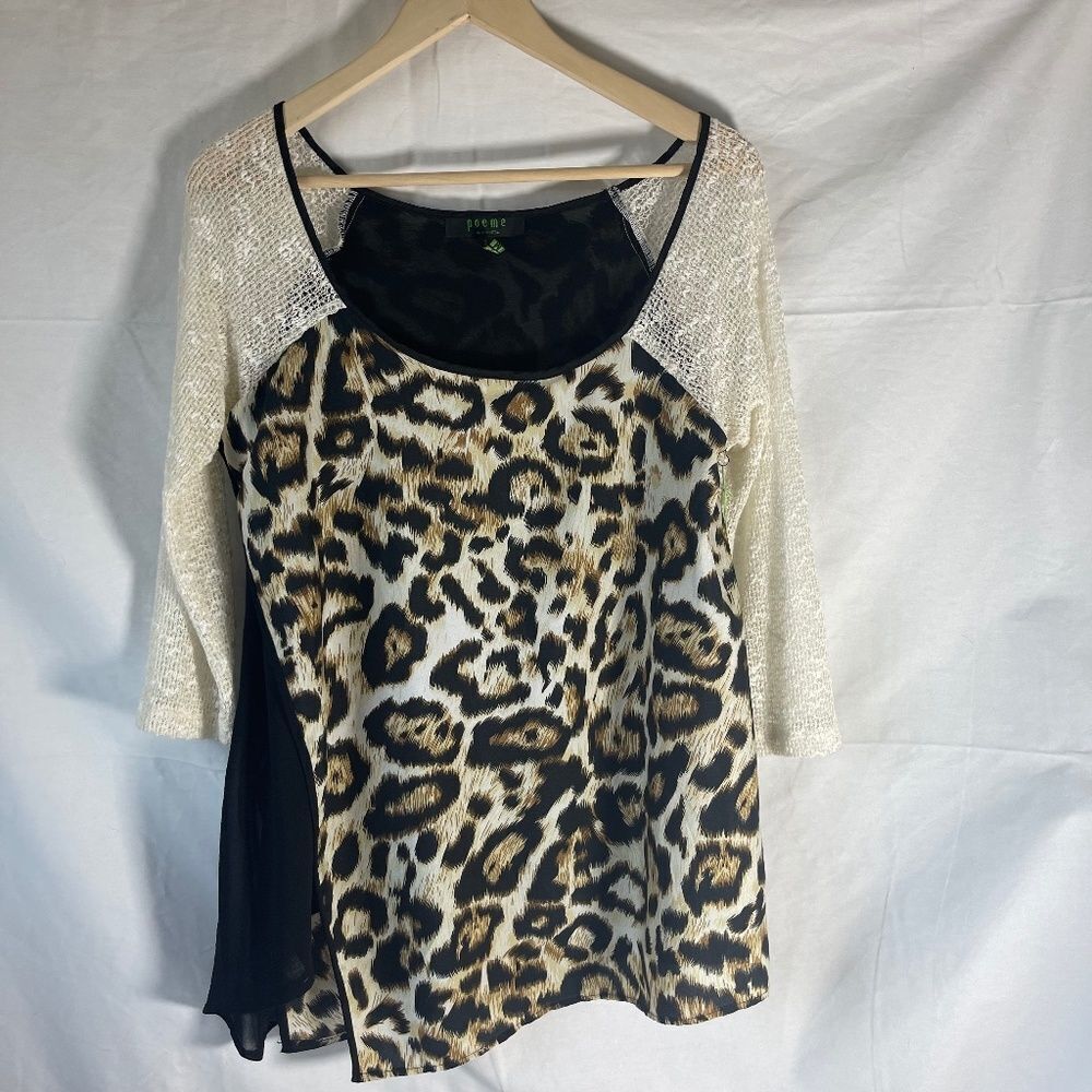 Poeme By Citron Santa Monica NWT Layered 3/4 Sleeve Top Sz‎ L